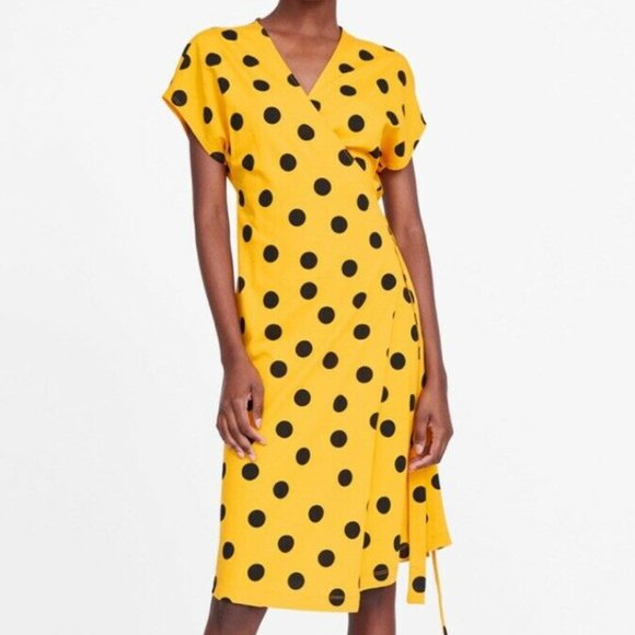 Zara NWOT polka dot wrap dress size small - Picture 1 of 13